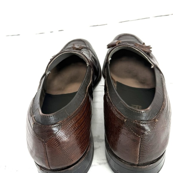 Vintage Footjoy Shoes Men\'s 10.5D Brown Tassel Loafers Lizard Leather USA Made main image 5